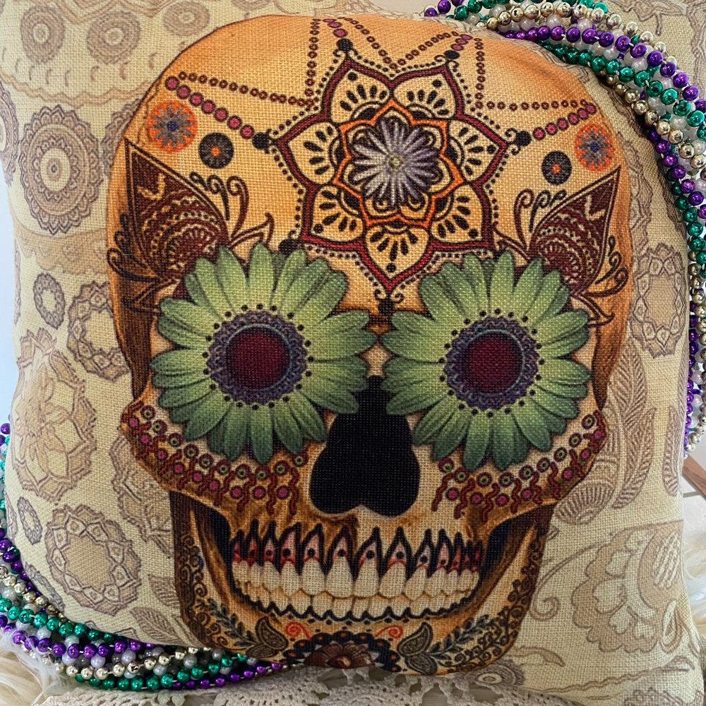 Sugar Skull Throw Pillow - Picture 3 of 7
